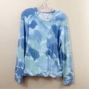 Athleta Girls Water Color Blue/Green Crewneck Sweatshirt